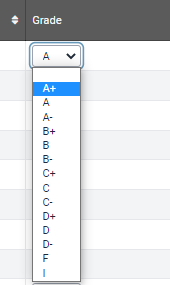 grade dropdown menu