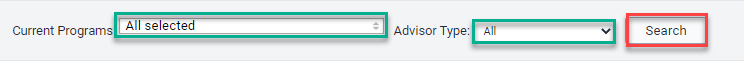 Options to use filters to "find advisees"