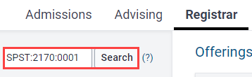 Type subject:course number:section number then "search" to view specific course section