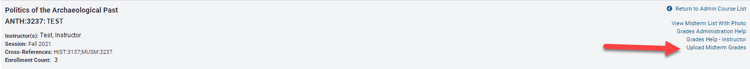 Image of "Upload Midterm Grades" link