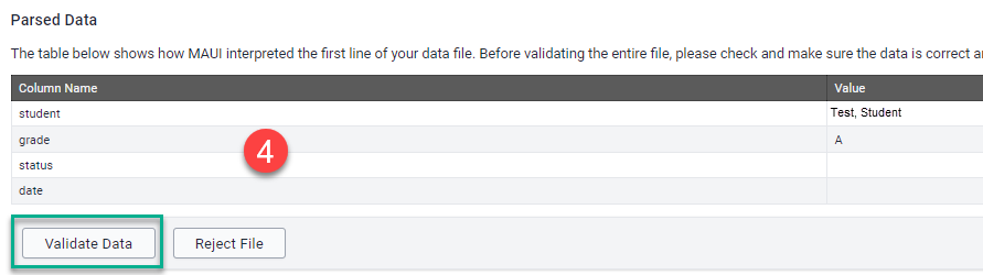 Image of "Validate Data" button