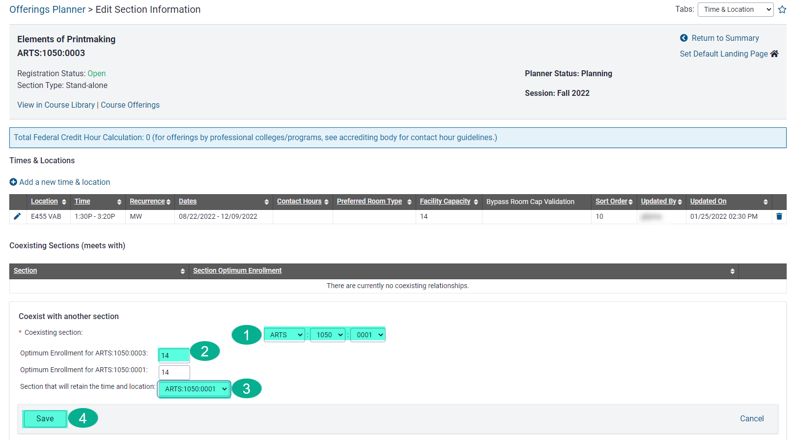 image shows "create new coexisting relationship link"