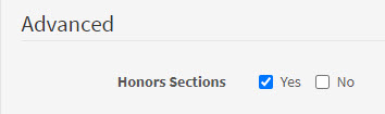 "yes" and "no" toggle options to search for Honors courses