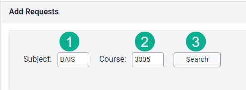 Enter course info and search.