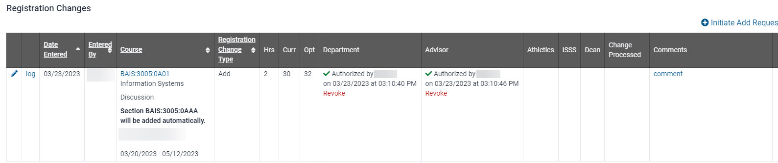 Add request authorizations granted.