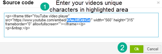 Enter pasted characters and click ok.