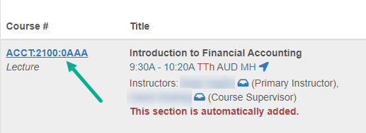 Link to open course info on MyUI