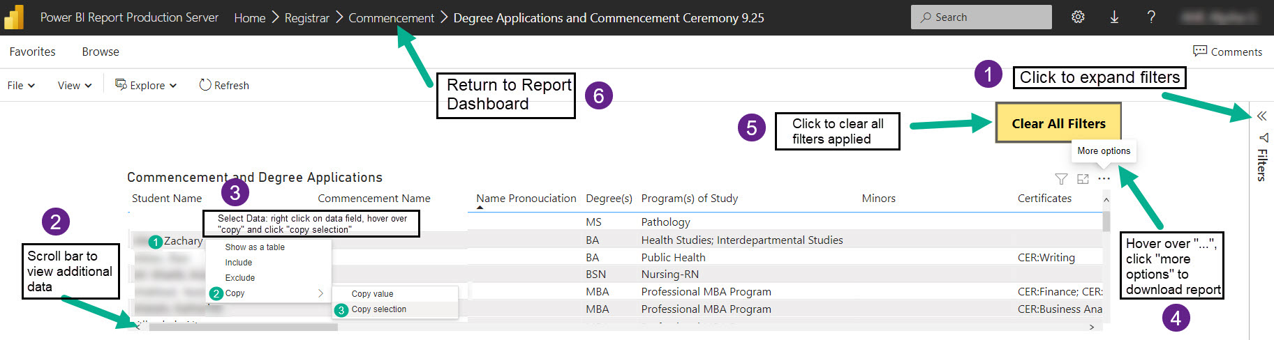 Microsoft Power BI Degree Applicant and Commencement Report