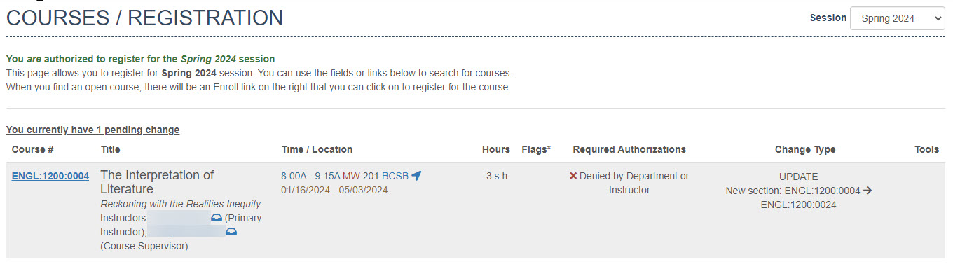 MyUI Section Change Denied_registration panel view.