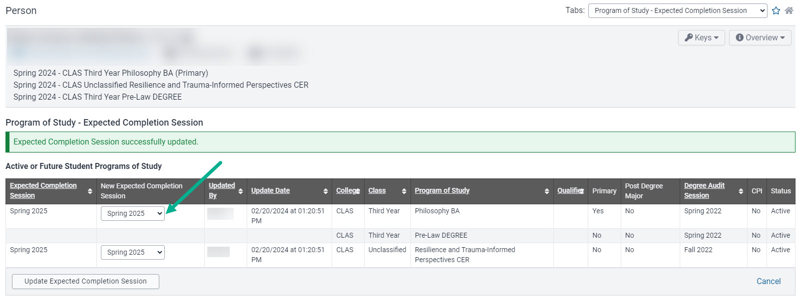 Drop down to set new ECS after ECS has been entered. 