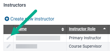 Use pencil icon link to edit instructor information. 