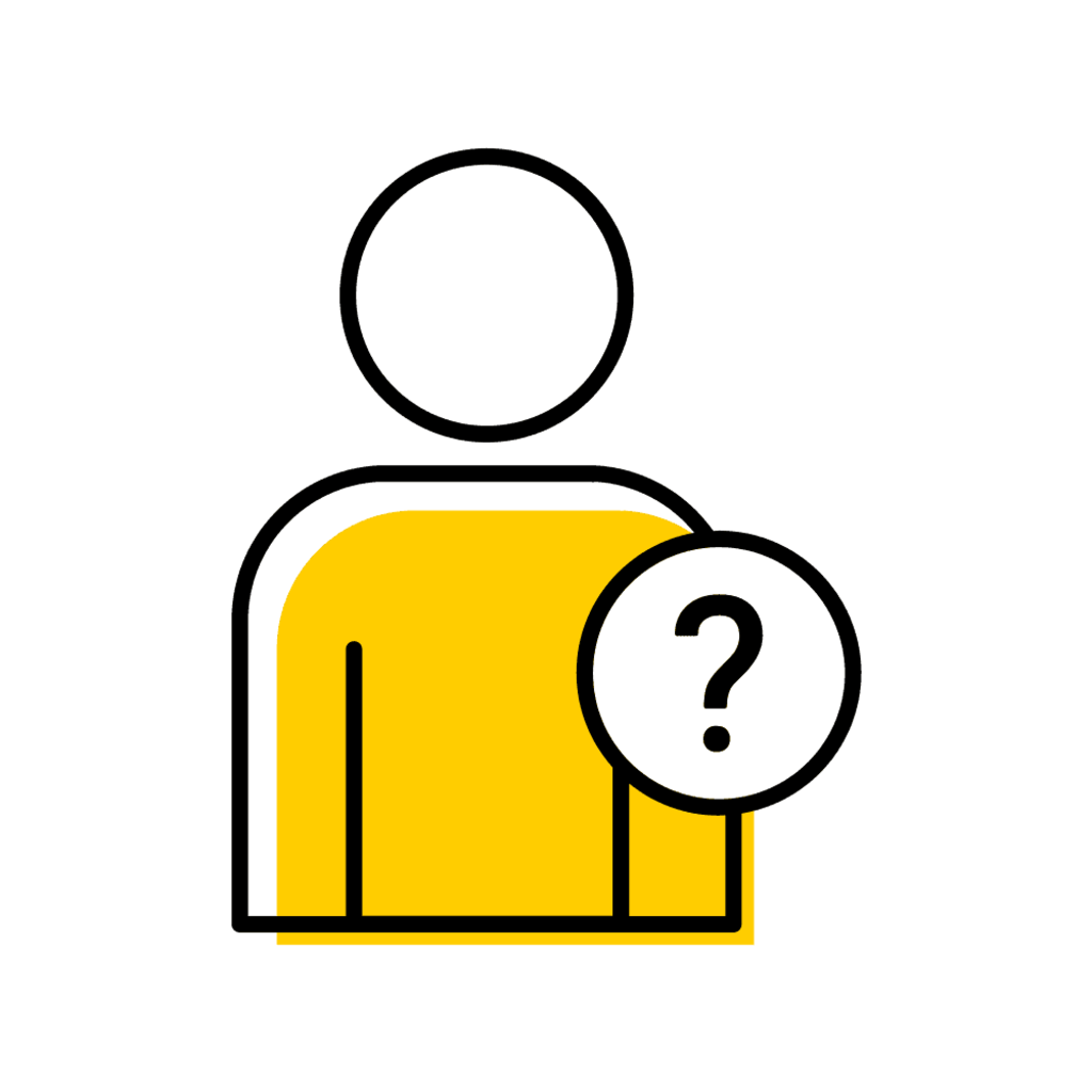 Person with question mark icon.