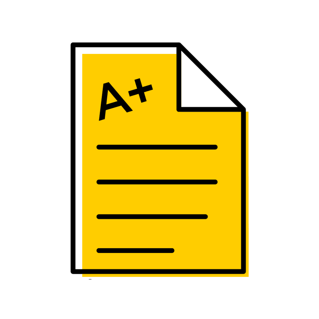 gold paper with A+ grade