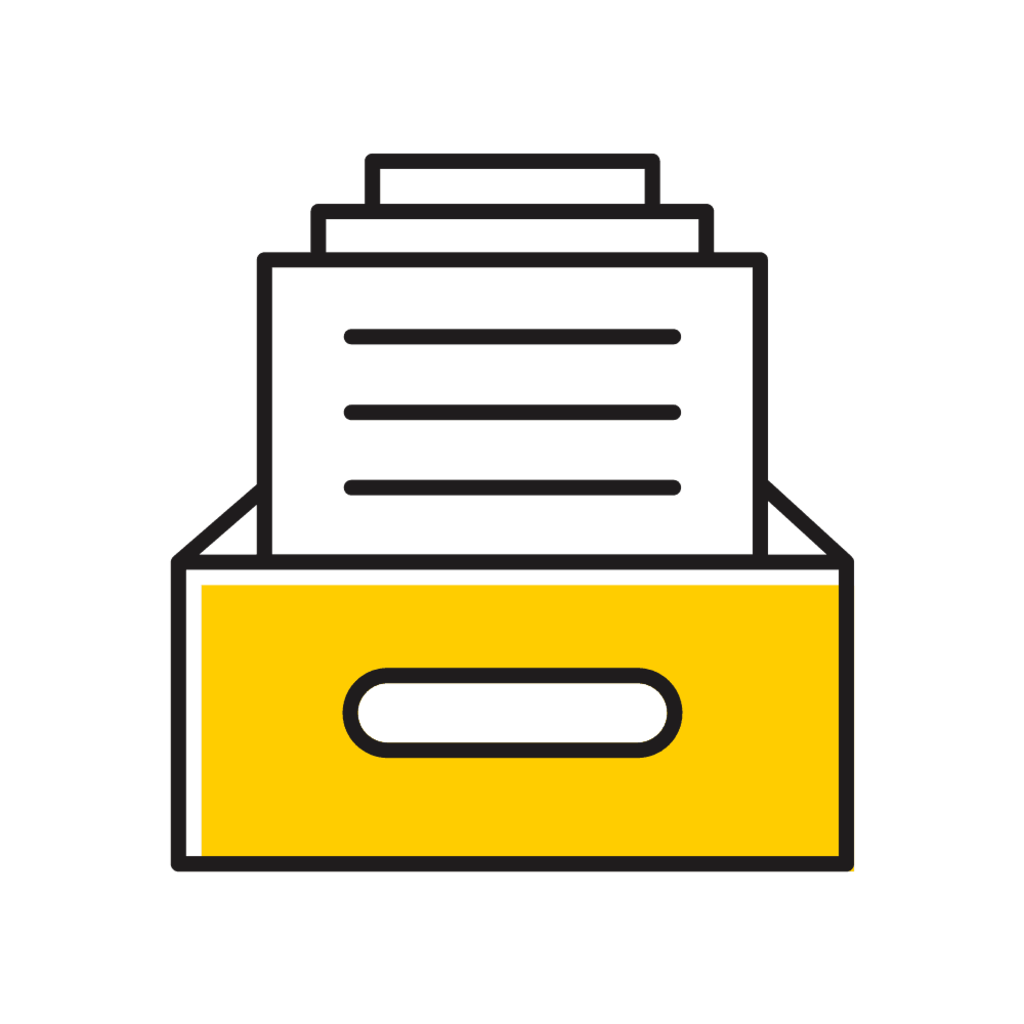 bankers box with paper