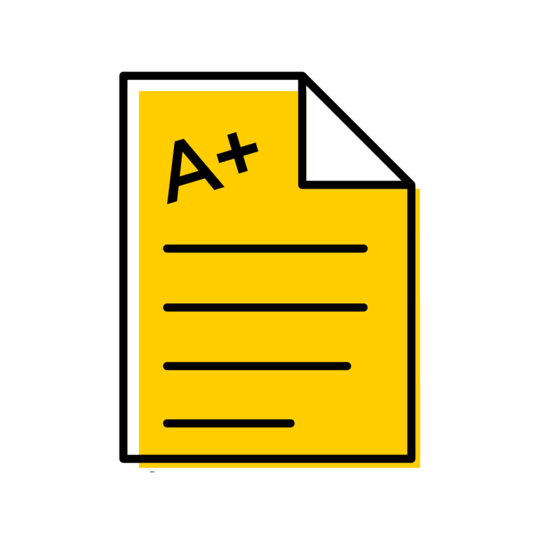 A+ paper icon. 