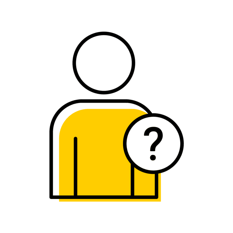 Person with question mark icon.